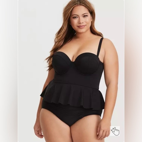 Torrid under wire peplum tankini swim suit size 1 - Picture 1 of 11